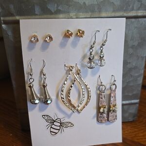 Elegant Silver and Gold Earring Set
